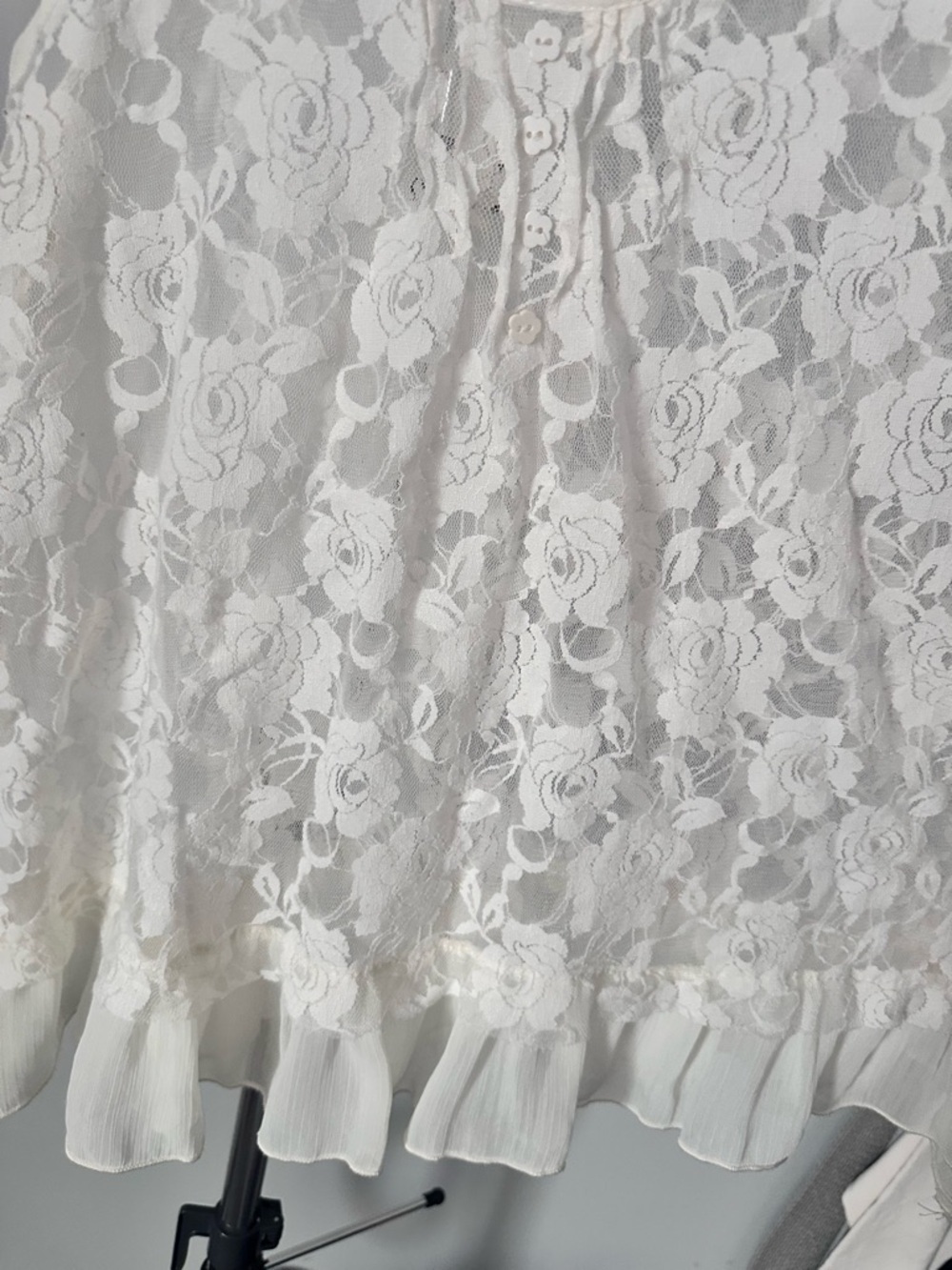 ⚡️Lapis White Lace Sheer Camisole Tank | Small | Floral pattern | BOHO - Picture 8 of 15